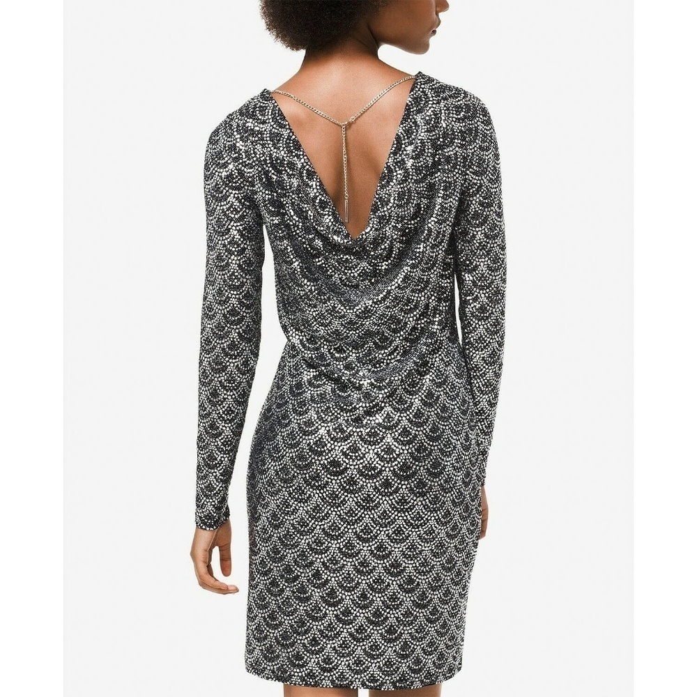 Michael Kors Black Silver Lame Cowl Back Dress XS - Picture 7 of 7